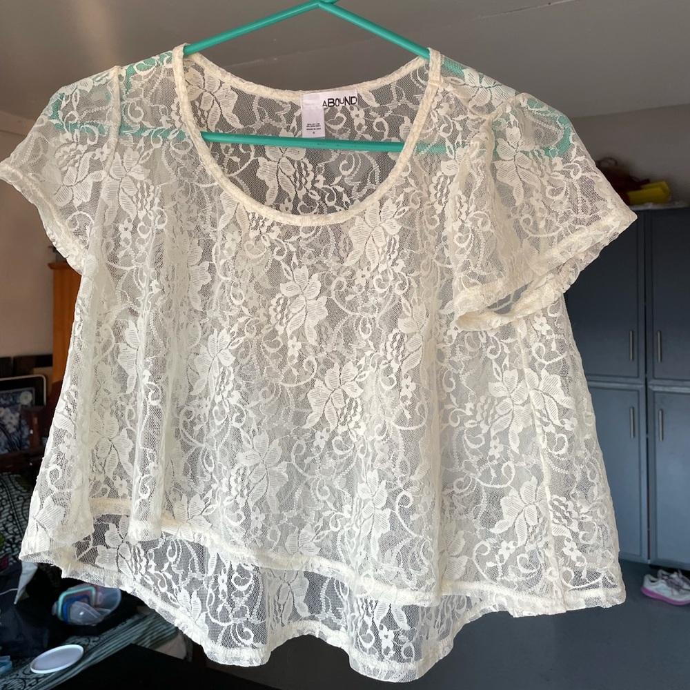 Sheer white lace blouse
